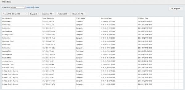 Booking Live attendees reports