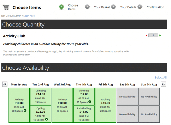 Activity Club Booking System