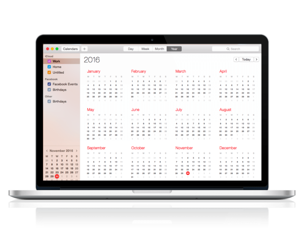 Manage your diaries with Apple Calendar